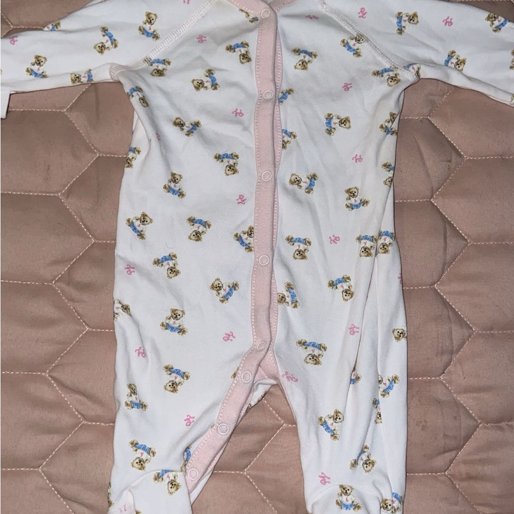 Ralph Lauren White and Pink Baby Footie